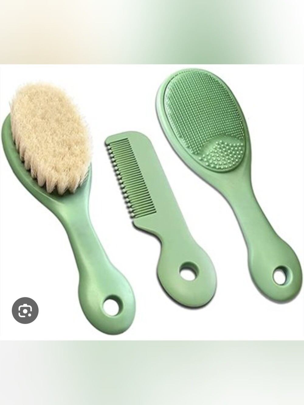 New Baby Hair Care Set- Soft Goathair Comb & Silicone Scalp Massage